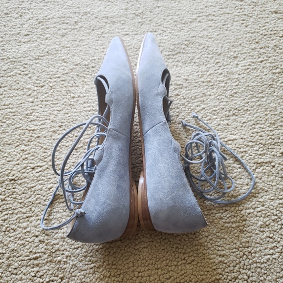 Michael Kors Blue Ankle Wrap Pointed Toe Flats - Picture 4 of 6